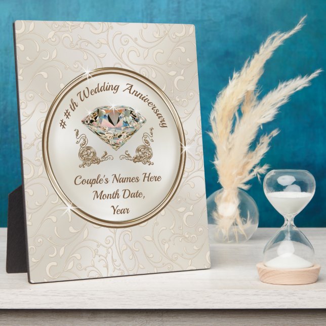 Beautiful, Personalised Wedding Anniversary Gifts, Plaque (Side)