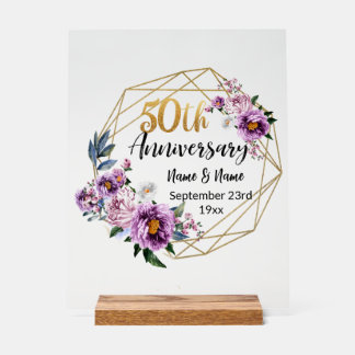 Beautiful Personalized 50th Anniversary Acrylic Sign