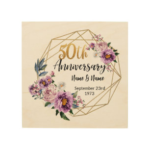 Beautiful Personalized 50th Anniversary Gift Wood Wall Art