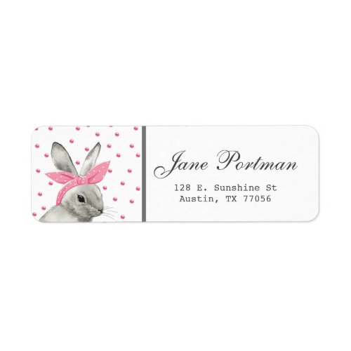 Beautiful Personalized Bunny with Pink Bow Label