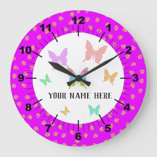Beautiful Personalized Butterfly Large Clock