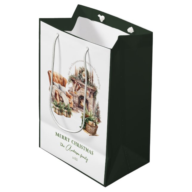Beautiful Personalized Christmas atmosphere Medium Gift Bag (Front Angled)