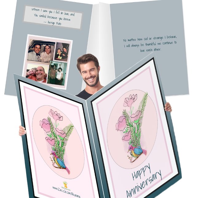 Beautiful Personalized for Wife Anniversary Big Card (Beautiful, Personalized Floral Anniversary Giant Card)