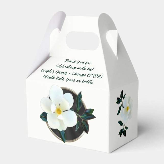 Beautiful Personalized, Magnolia Wedding Favors Favor Boxes (Back Side)