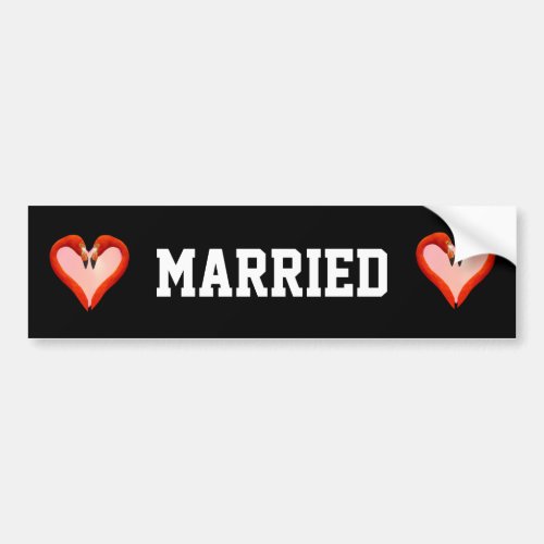 Beautiful Personalized Married Flamingos  on Black Bumper Sticker