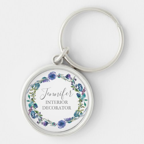 Beautiful Personalized Occupation Purple Floral Keychain