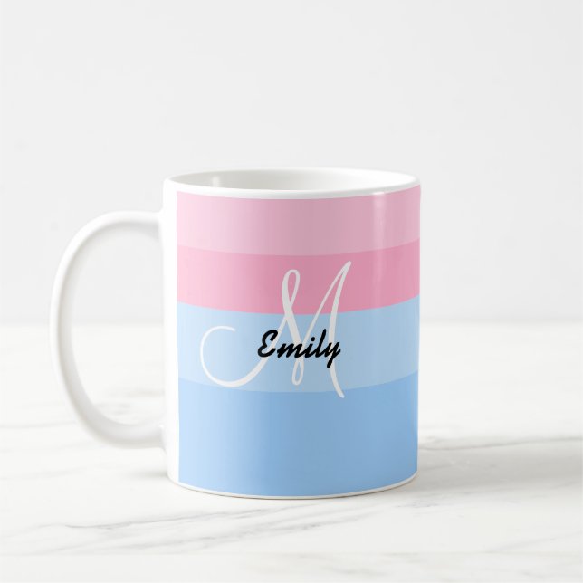 Beautiful Personalized Pastel Pink & Blue Mug (Left)