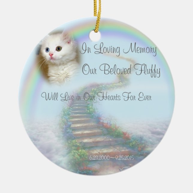 Beautiful Personalized Pet Memorial with Prayer Ceramic Ornament (Front)