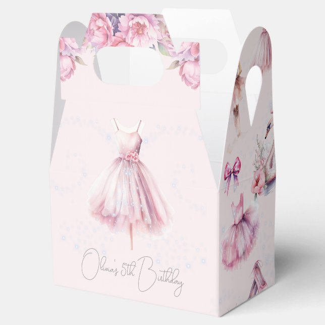Beautiful Personalized Pink Ballerina Birthday Favor Boxes (Opened)