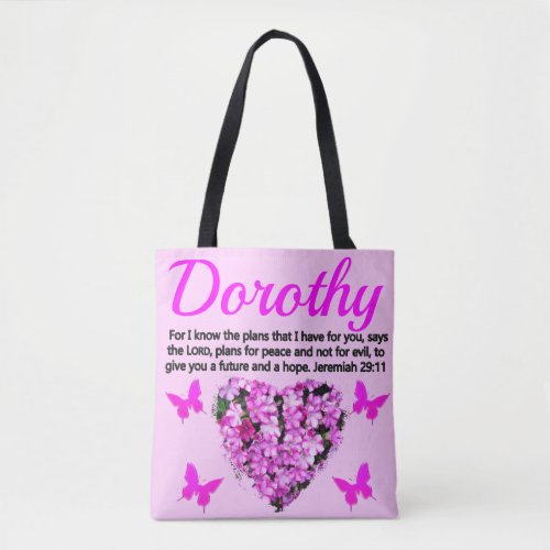 BEAUTIFUL PERSONALIZED PINK FLORAL JEREMIAH 2911 TOTE BAG