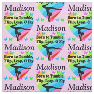 BEAUTIFUL PERSONALIZED PINK RAINBOW GYMNAST FABRIC