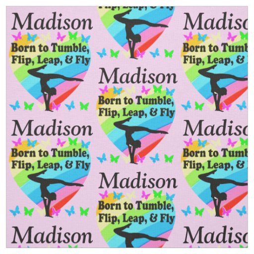 BEAUTIFUL PERSONALIZED PINK RAINBOW GYMNAST FABRIC