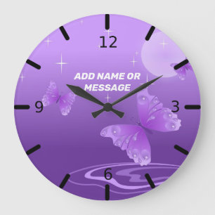 Beautiful Personalized Purple Butterfly Large Clock