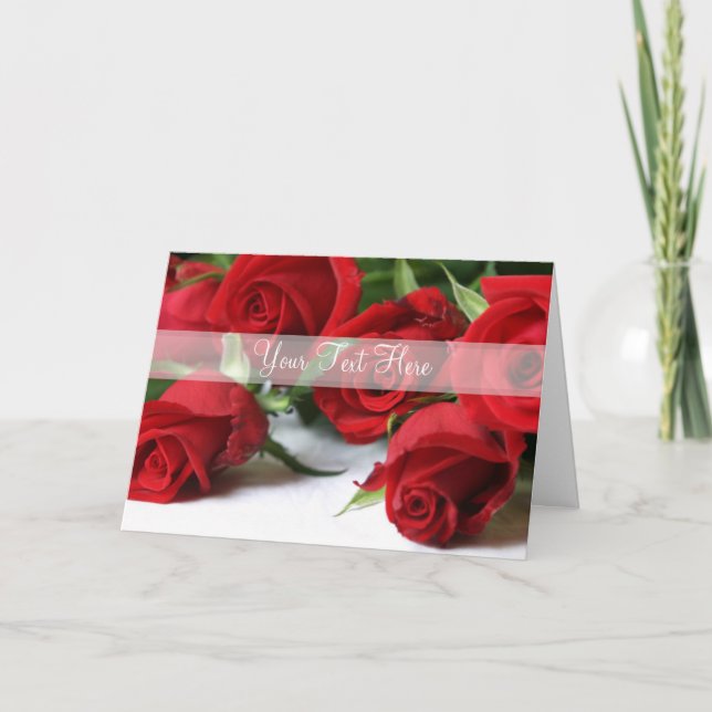Beautiful Personalized Red Roses  All Occasion Thank You Card (Front)