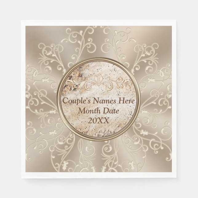 Beautiful PERSONALIZED Rustic Wedding Napkins (Front)