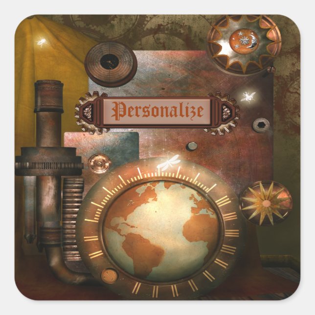 Beautiful Personalized Steampunk Stickers (Front)