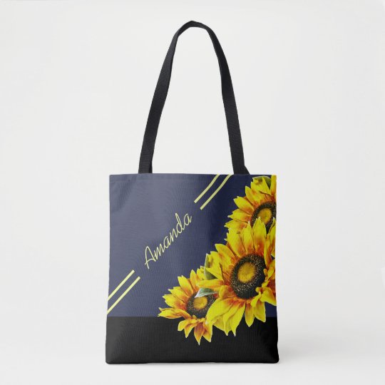 Beautiful Personalized Sunflower Tote Bag | Zazzle.com
