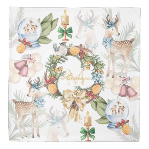 Beautiful Personalized Watercolor Christmas Duvet Cover