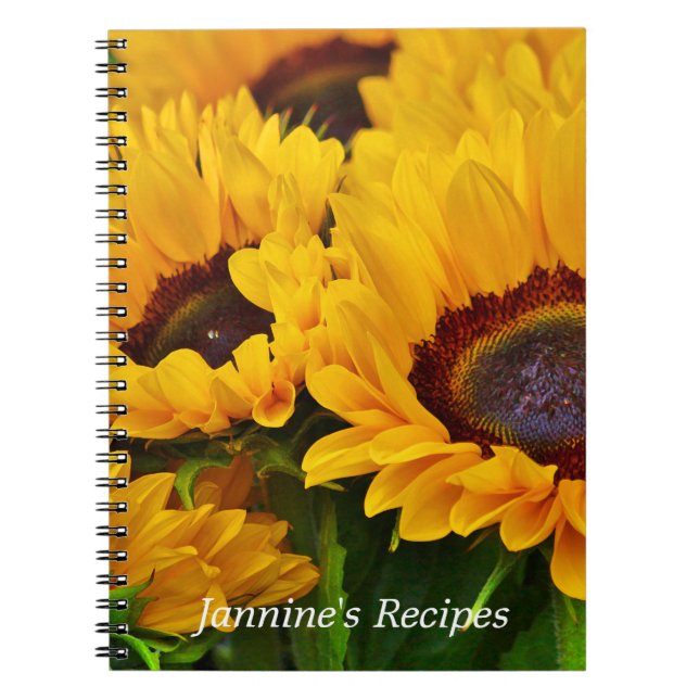 Beautiful Personalized Yellow Orange Sunflower Notebook (Front)