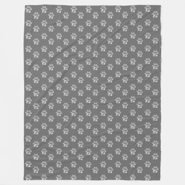 Beautiful Pet Paws on Gray Fleece Blanket (Front)
