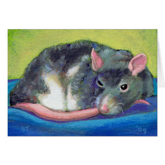 Beautiful pet rat art watchful guardian painting cards