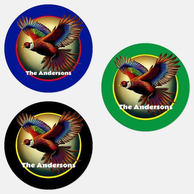 Beautiful Pheasant Rooster Labels (Group)