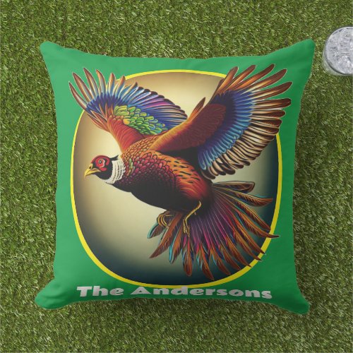 Beautiful Pheasant Rooster Outdoor Pillow