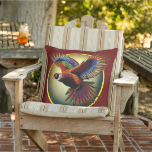 Beautiful Pheasant Rooster Outdoor Pillow