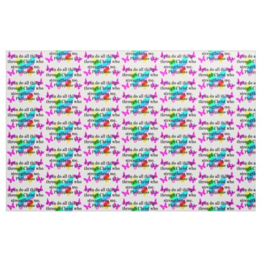BEAUTIFUL PHILIPPIANS 4:13 BUTTERFLY FABRIC