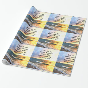 BEAUTIFUL PHILIPPIANS 4:13 SCRIPTURE PHOTO WRAPPING PAPER