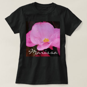 Beautiful Photo of Pink Flower Add Name Black T-Shirt
