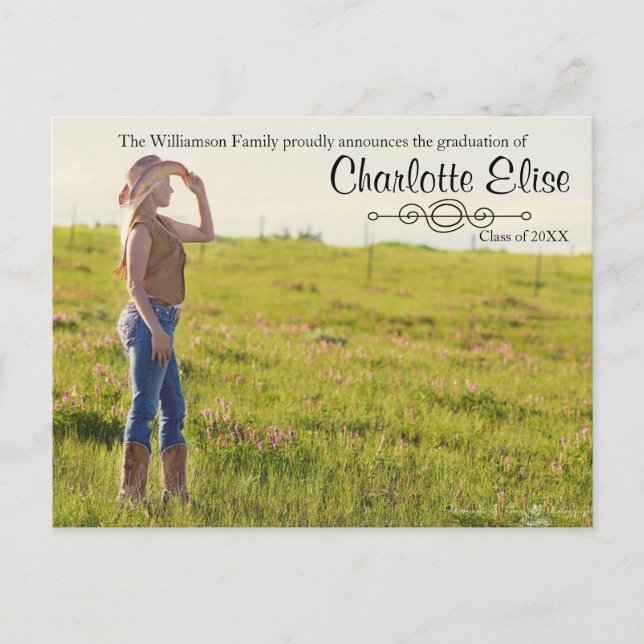 Beautiful Photo with Flourish - Grad Post Card (Front)
