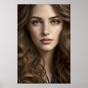 Beautiful Photorealistic Woman Portrait AI Generat Poster