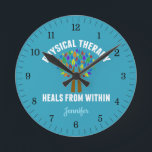 Beautiful Physical Therapy Inspirational Quote Round Clock<br><div class="desc">Physical Therapy Heals From Within. A cute physical therapist quote gift with a beautiful tree with rainbow leaves and helping hands as the tree limbs that lift them up. Motivational and beautiful present for a PT.</div>
