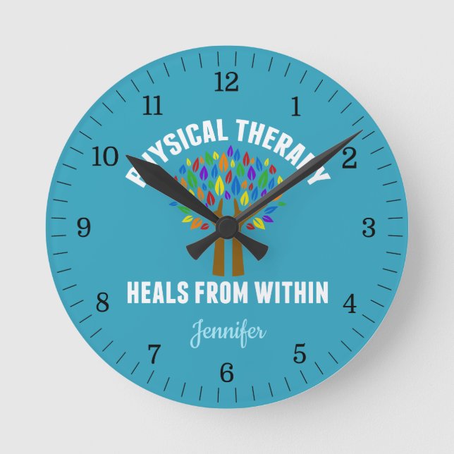 Beautiful Physical Therapy Inspirational Quote Round Clock (Front)