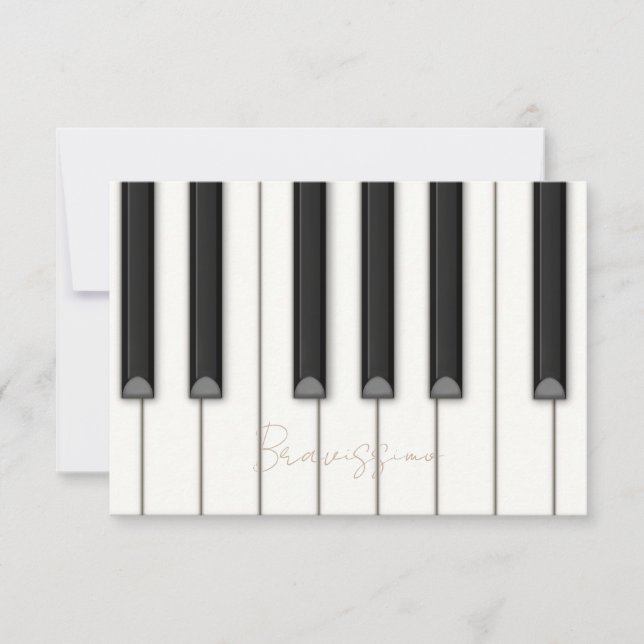 Beautiful Piano Keys Personalized Small Music Note Card (Front)