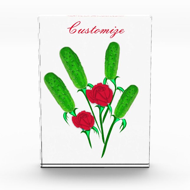 Beautiful Pickle Bouquet with Roses Thunder_Cove Acrylic Award (Front)