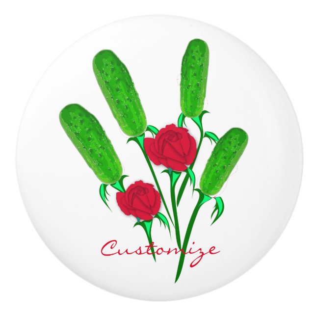 Beautiful Pickle Bouquet with Roses Thunder_Cove Ceramic Knob (Front)