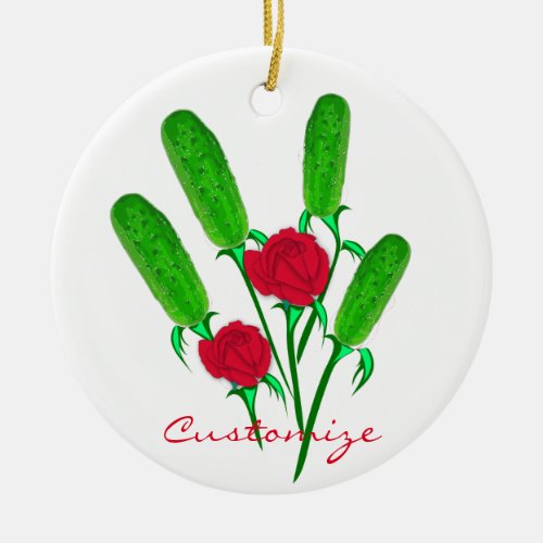 Beautiful Pickle Bouquet with Roses Thunder_Cove Ceramic Ornament