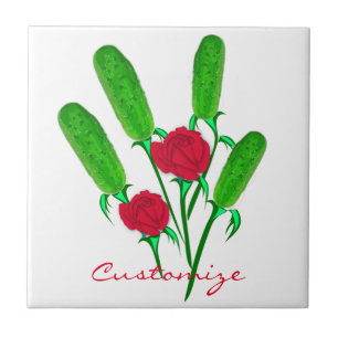 Beautiful Pickle Bouquet with Roses Thunder_Cove Ceramic Tile