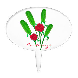 Beautiful Pickle Bouquet with RosesThunder_Cove Cake Topper