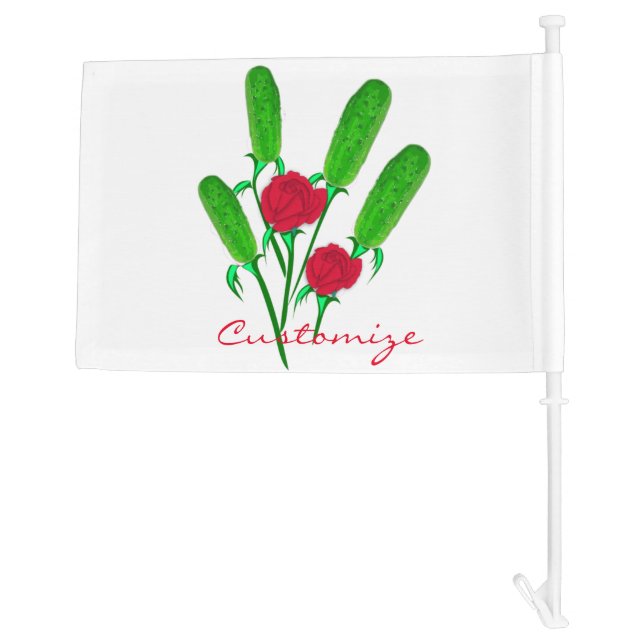 Beautiful Pickle Bouquet with RosesThunder_Cove Car Flag (Back)