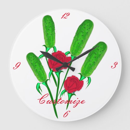 Beautiful Pickle Bouquet with RosesThunder_Cove Large Clock