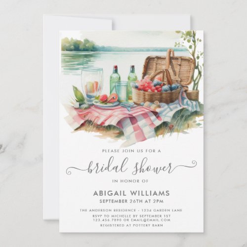 Beautiful Picnic Lake Forest Fruit Bridal Shower Invitation