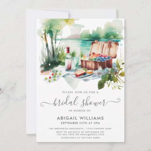 Beautiful Picnic Lake Forest Fruit Bridal Shower Invitation