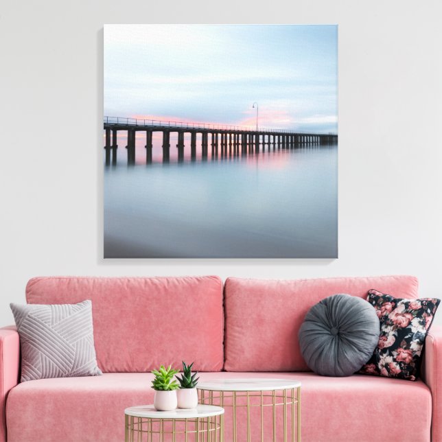 Beautiful Pier Ocean Sunset Calm Canvas Print (Insitu(LivingRoom))