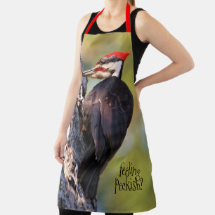 Beautiful Pileated Woodpecker on the Tree Apron