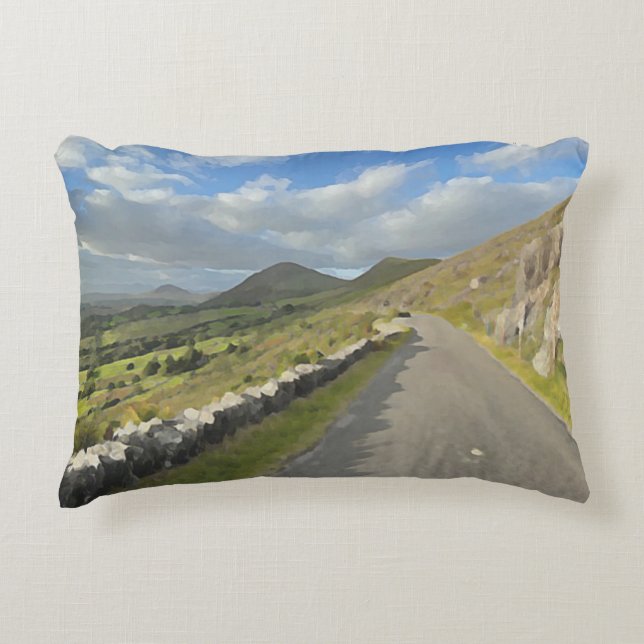 Beautiful pillow with Irish landscape scene. (Front)