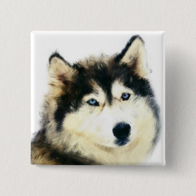 Beautiful Pin Button - Siberian Husky (Front)
