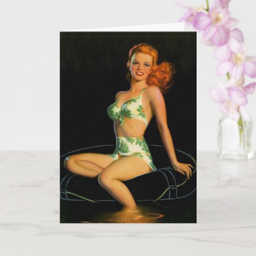 Beautiful Pin Up Girl Art Greeting Card